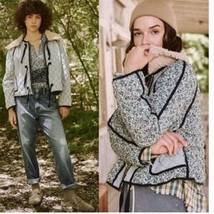 The Great reversible quilted jacket Stone Blue size S cozy fall layer $450